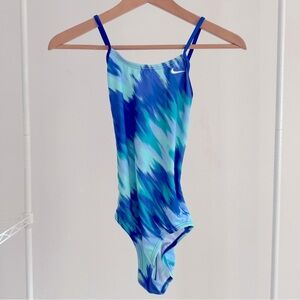 Nike Kids Aqua and Navy One-Piece Swimsuit